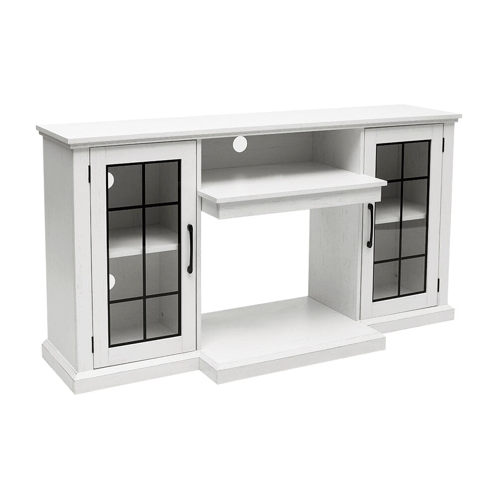 Electric Fireplace TV Stand with Glass Door Closed Storage 3 Flame Colours Freestanding Fireplaces Living and Home TV Stand Only